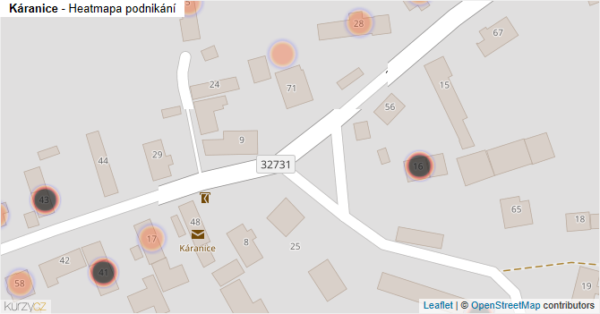 Káranice - mapa podnikání