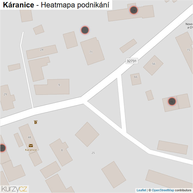 Mapa Káranice - Firmy v obci.