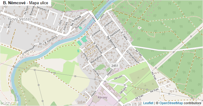 B. Němcové - mapa ulice