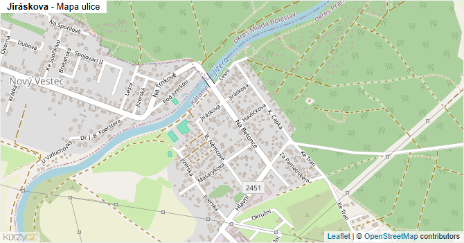 Jiráskova - mapa ulice