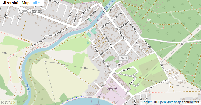 Jizerská - mapa ulice