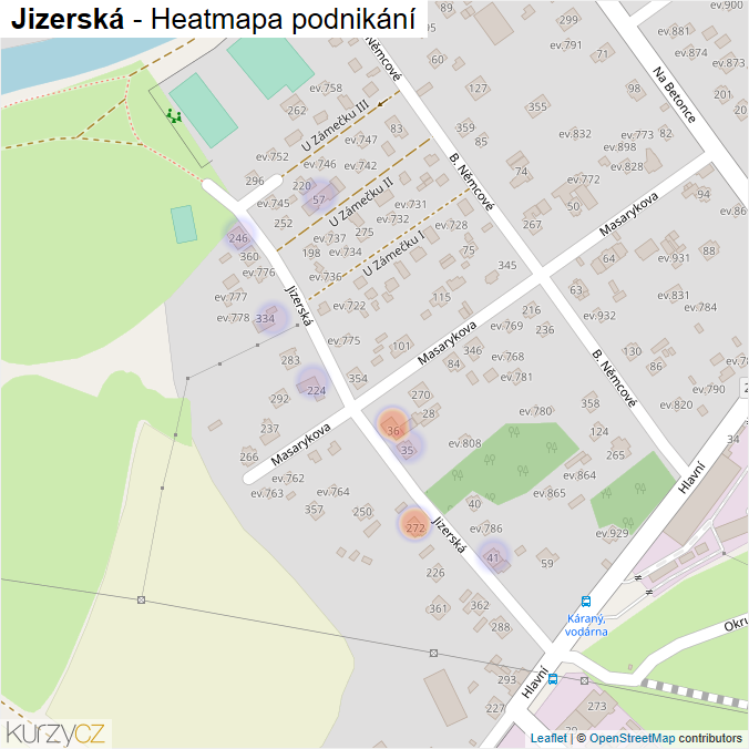 Mapa Jizerská - Firmy v ulici.
