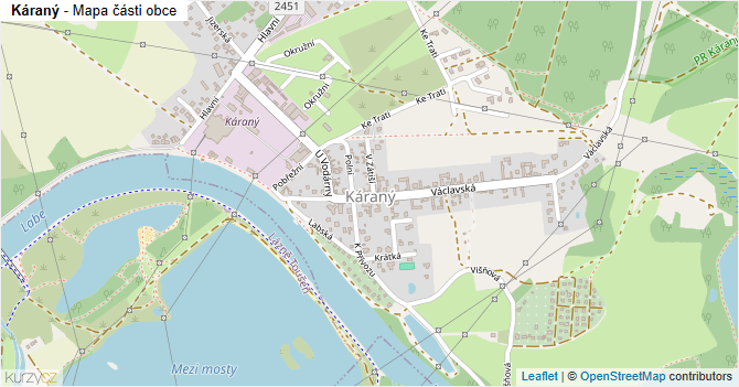 Káraný - mapa části obce