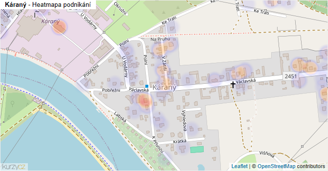 Káraný - mapa podnikání