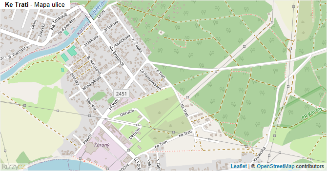 Ke Trati - mapa ulice