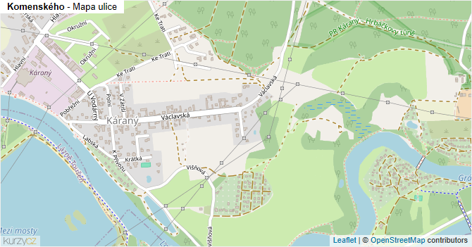 Komenského - mapa ulice