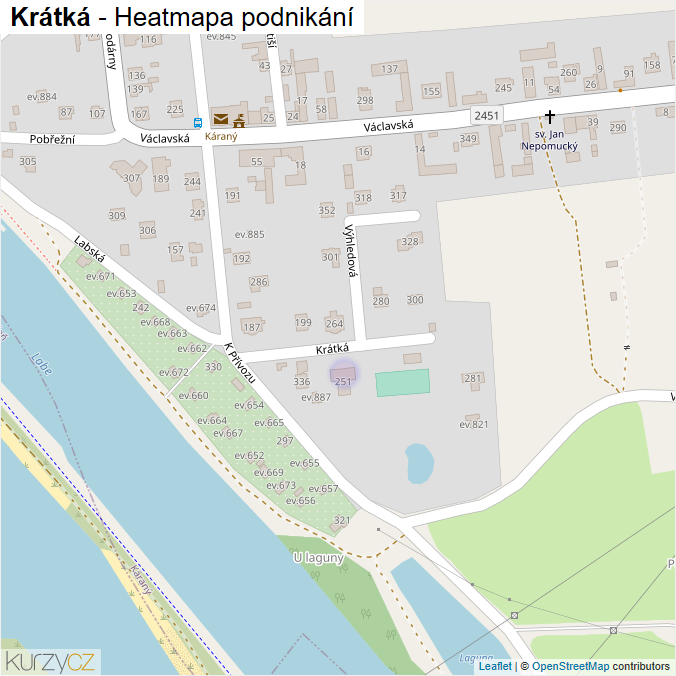 Mapa Krátká - Firmy v ulici.