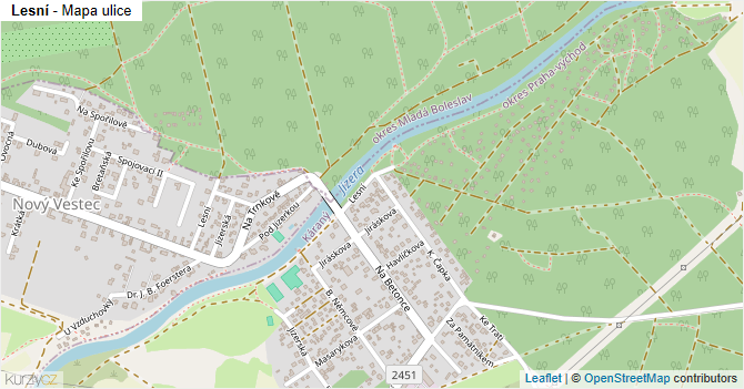 Lesní - mapa ulice