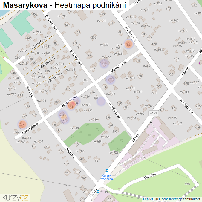 Mapa Masarykova - Firmy v ulici.