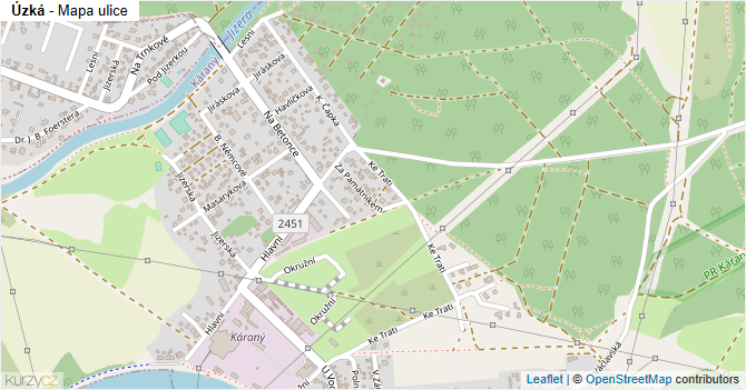 Úzká - mapa ulice