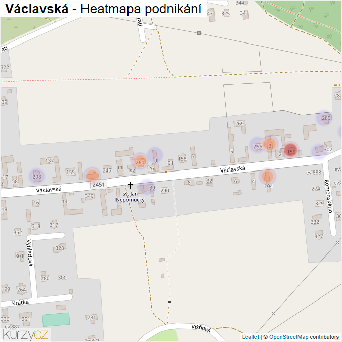 Mapa Václavská - Firmy v ulici.