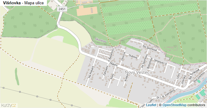 Višňovka - mapa ulice