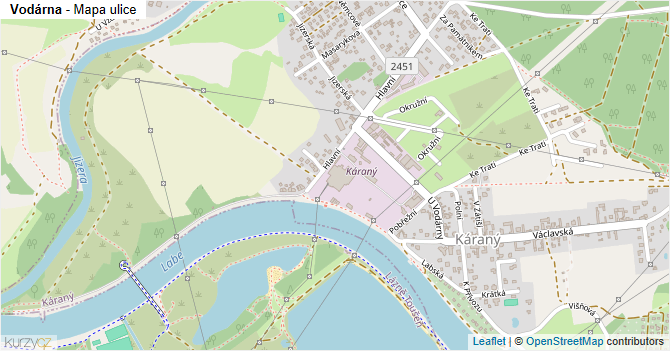 Vodárna - mapa ulice