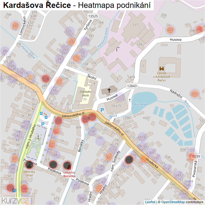 Mapa Kardašova Řečice - Firmy v obci.