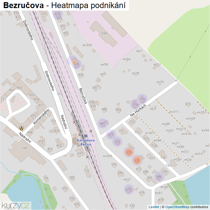 Mapa Bezručova - Firmy v ulici.