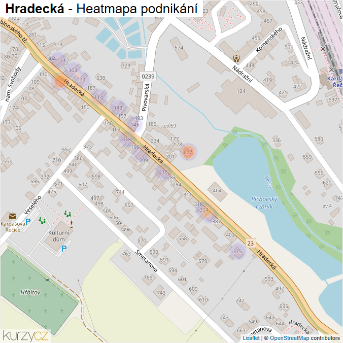 Mapa Hradecká - Firmy v ulici.