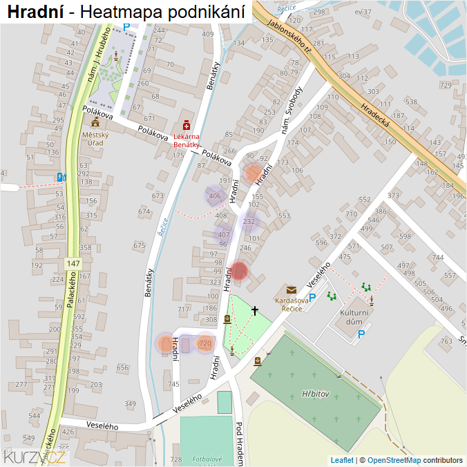 Mapa Hradní - Firmy v ulici.