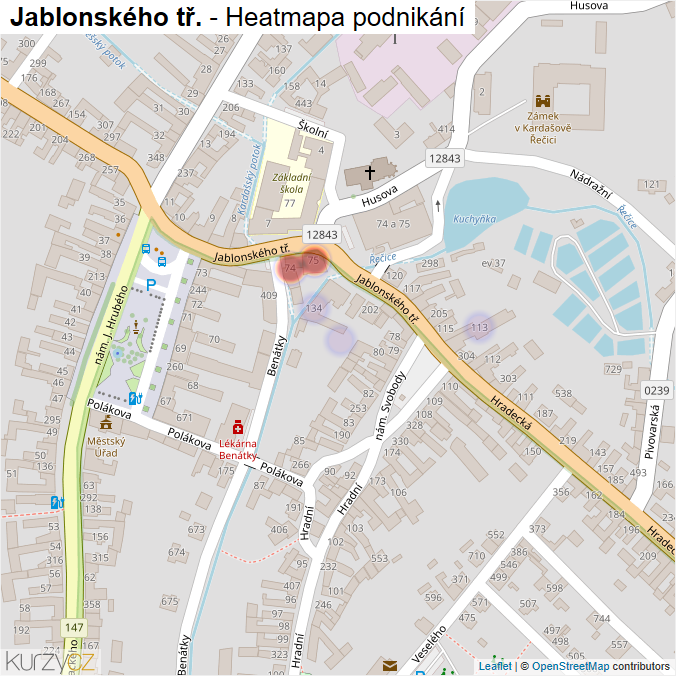 Mapa Jablonského tř. - Firmy v ulici.