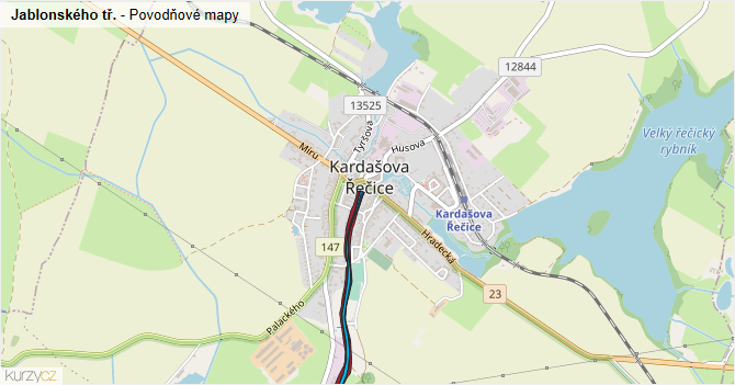 Jablonského tř. - záplavové mapy stoleté vody