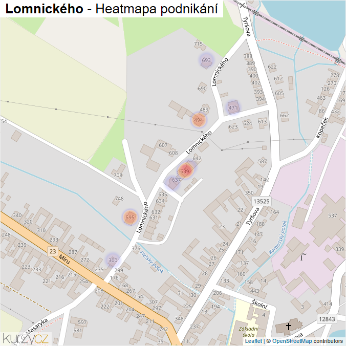 Mapa Lomnického - Firmy v ulici.