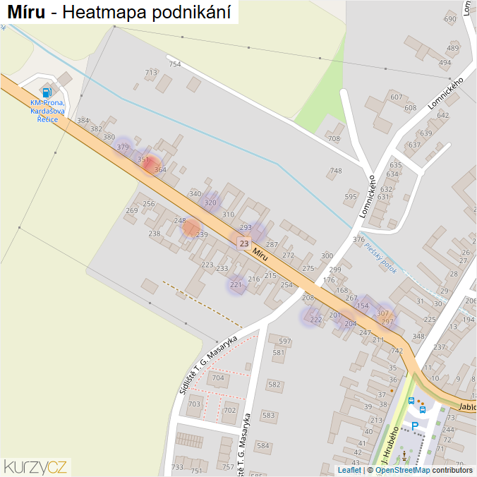 Mapa Míru - Firmy v ulici.