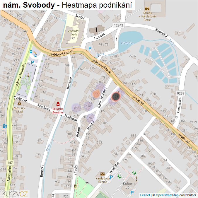 Mapa nám. Svobody - Firmy v ulici.