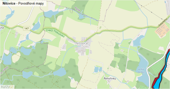 Nítovice - záplavové mapy stoleté vody
