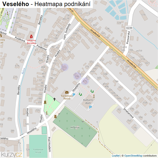 Mapa Veselého - Firmy v ulici.