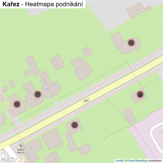 Mapa Kařez - Firmy v obci.