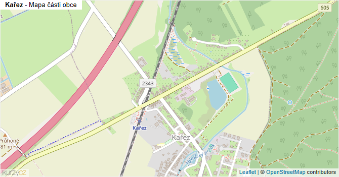 Kařez - mapa části obce