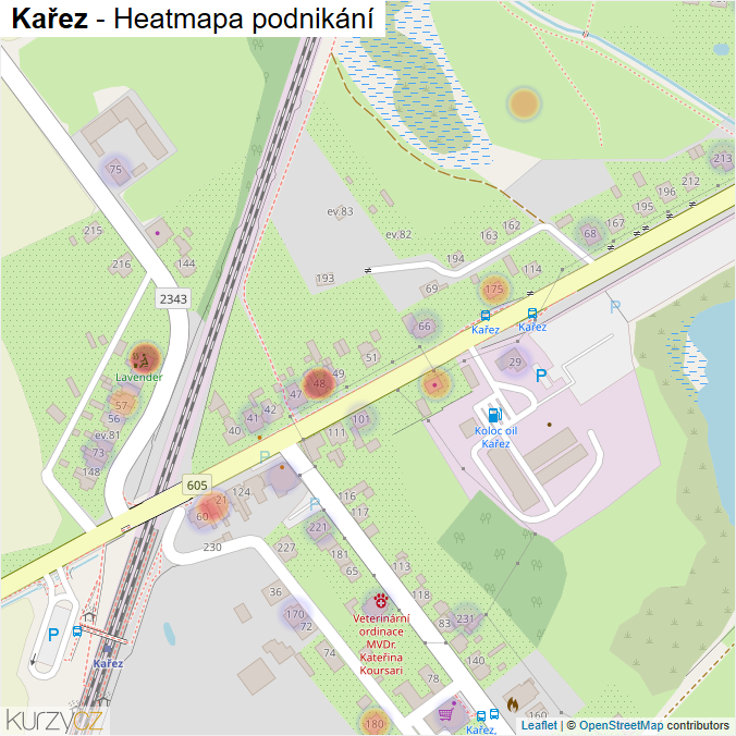 Mapa Kařez - Firmy v části obce.