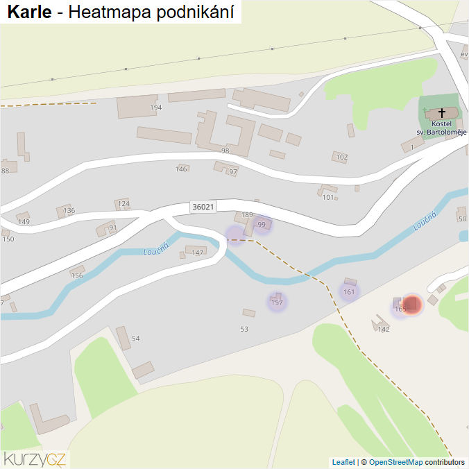Mapa Karle - Firmy v části obce.