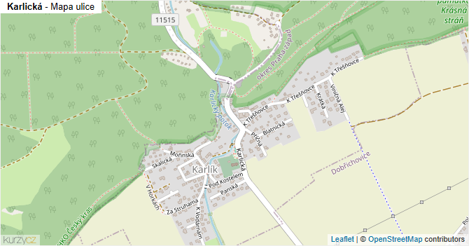 Karlická - mapa ulice