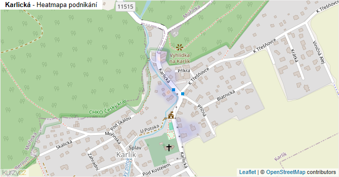 Karlická - mapa podnikání