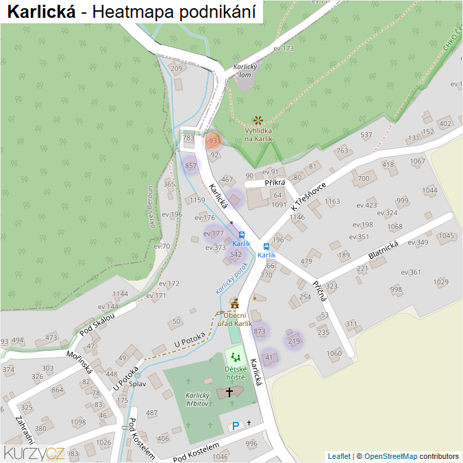 Mapa Karlická - Firmy v ulici.