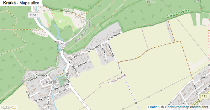 Krátká - mapa ulice