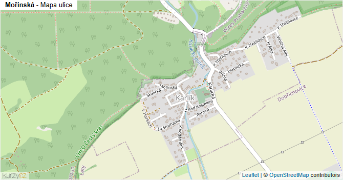 Mořinská - mapa ulice