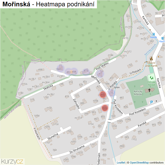 Mapa Mořinská - Firmy v ulici.