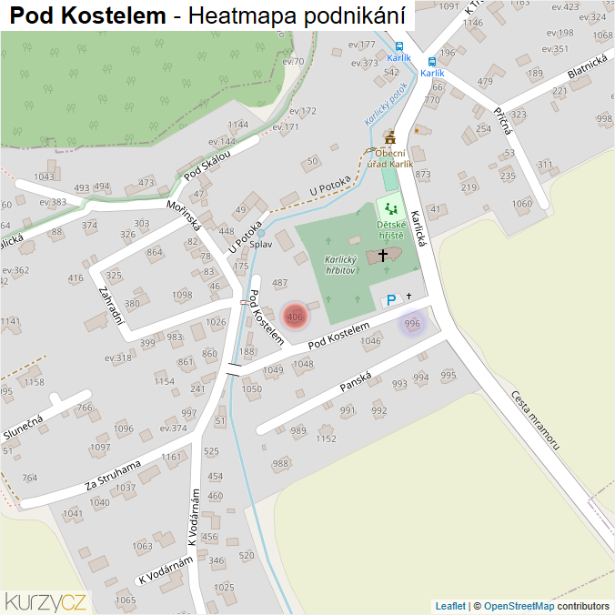 Mapa Pod Kostelem - Firmy v ulici.