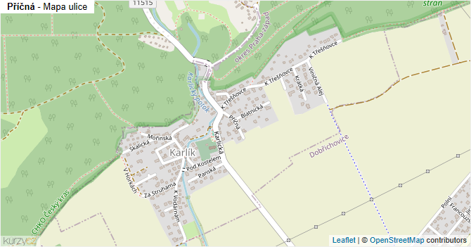 Příčná - mapa ulice