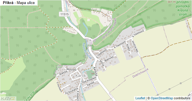 Příkrá - mapa ulice