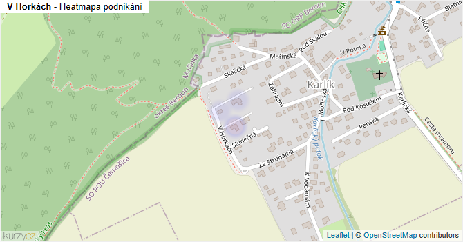 V Horkách - mapa podnikání