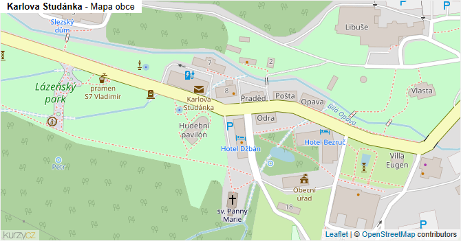 Karlova Studánka - mapa obce