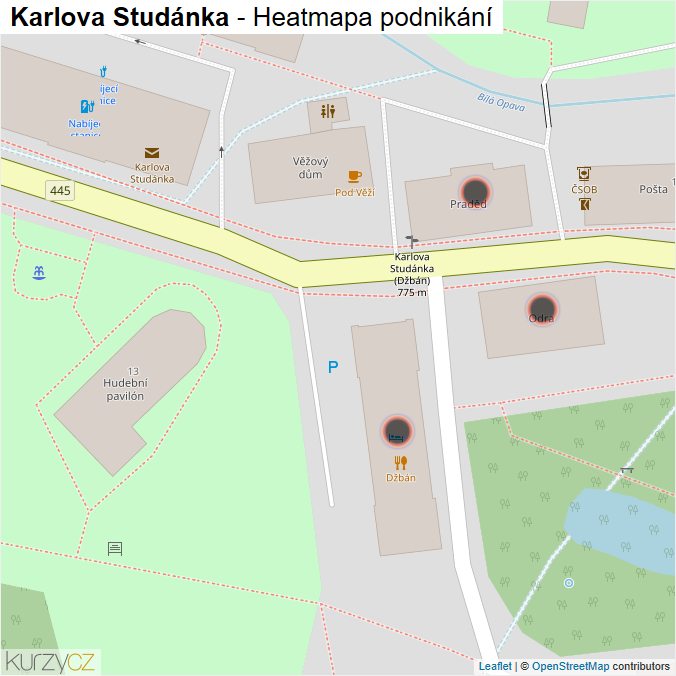 Mapa Karlova Studánka - Firmy v obci.