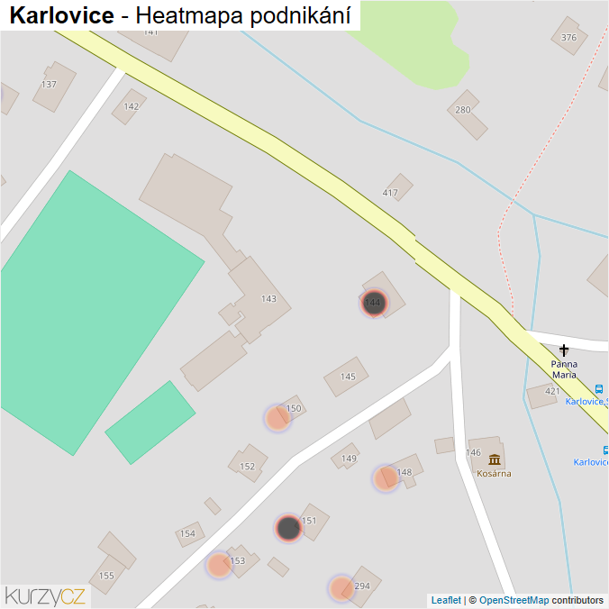 Mapa Karlovice - Firmy v obci.