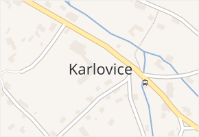 Karlovice v obci Karlovice - mapa části obce