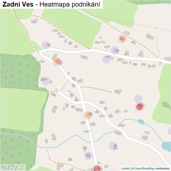 Mapa Zadní Ves - Firmy v části obce.
