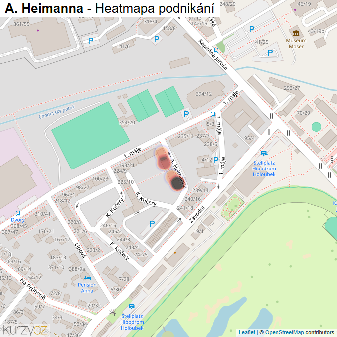 Mapa A. Heimanna - Firmy v ulici.