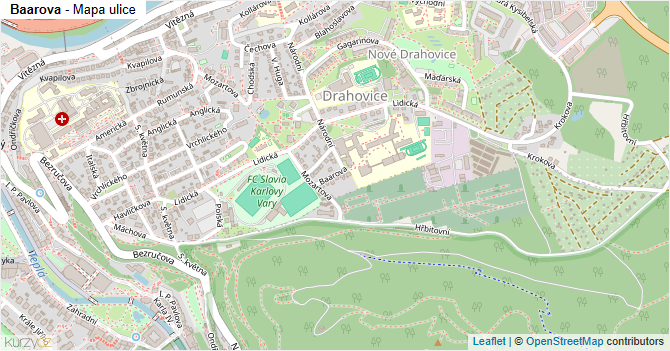 Baarova - mapa ulice