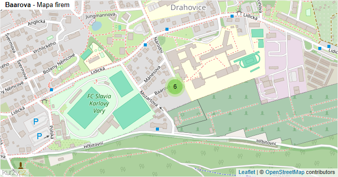 Baarova - mapa firem